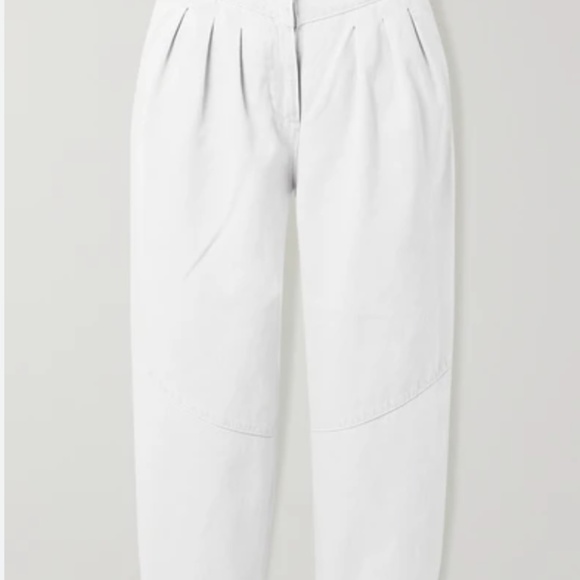 EUC IRO cropped pleated high rise tapered jeans in light gray